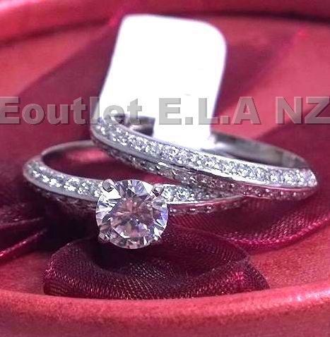 SPARKLING 1.66ct CZ SOLID SILVER WEDDING SET-size6/8/9/10